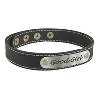 Черный кожаный чокер с белой строчкой Sitabella BDSM Accessories Good Girl 3353 GG