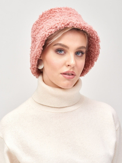 Панама на зиму из шерсти, розовая, SilverFox