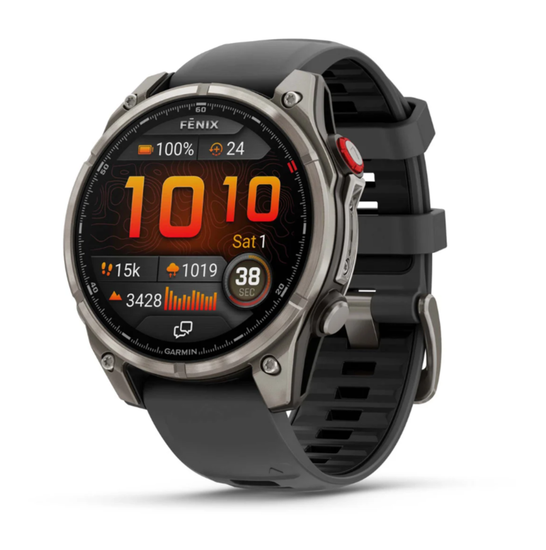 Умные часы Garmin Fenix 8 PRO,47 мм, AMOLED Сапфир, титан с графитовым/черным силиконовым ремешком