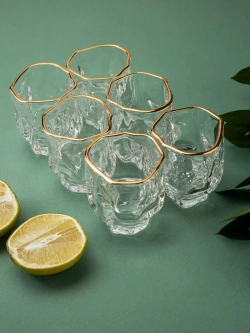 Набор изогнутых шотов, 60 мл, 6 шт. с золотой каймой