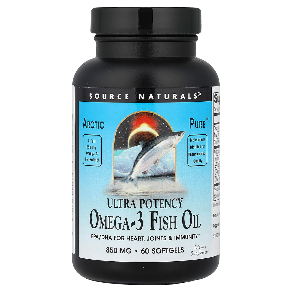 Source Naturals, Arctic Pure®, омега-3 рыбий жир, повышенная эффективность, 850 мг, 60 капсул