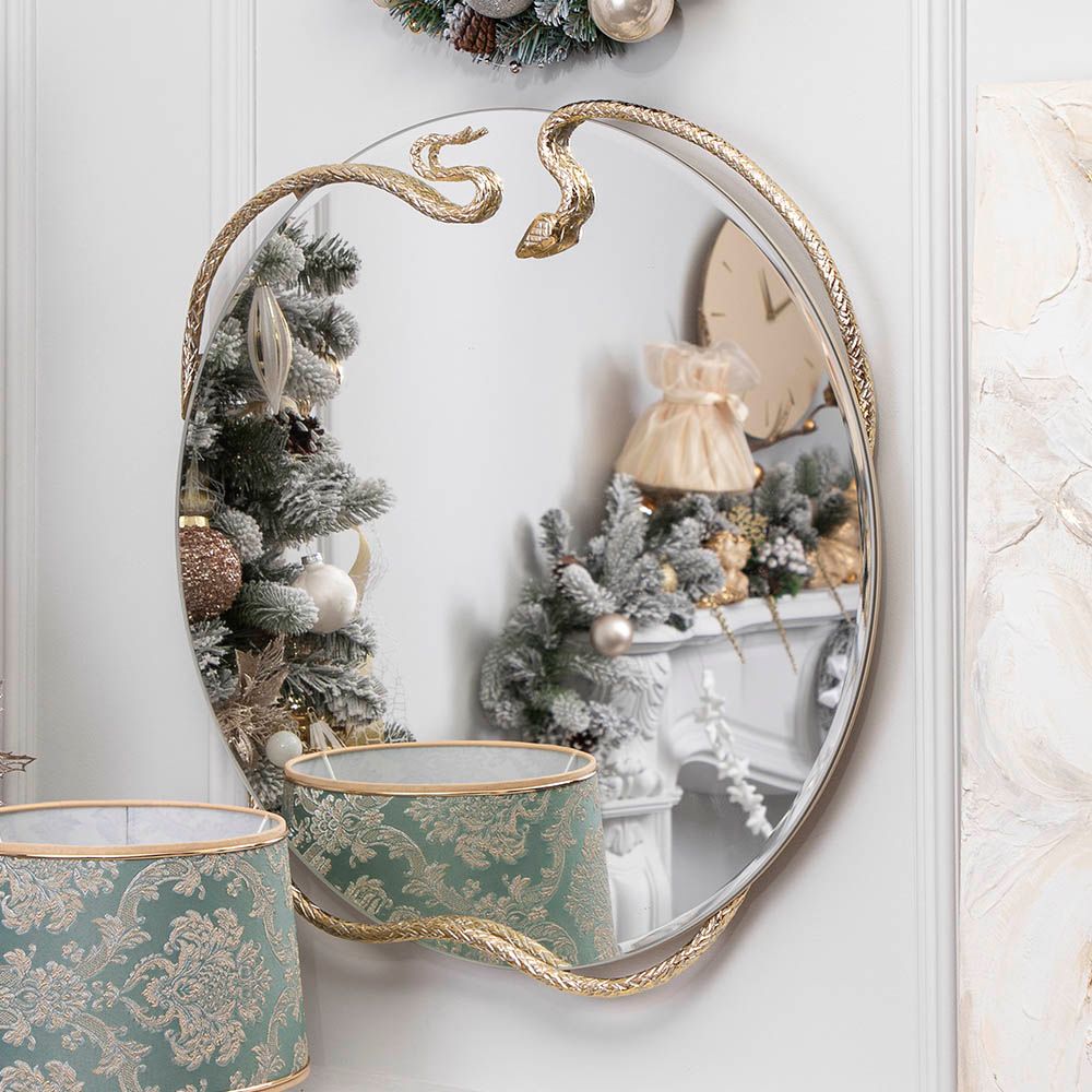 Зеркало настенное Змея Серпентис Айвори Мраморное золото