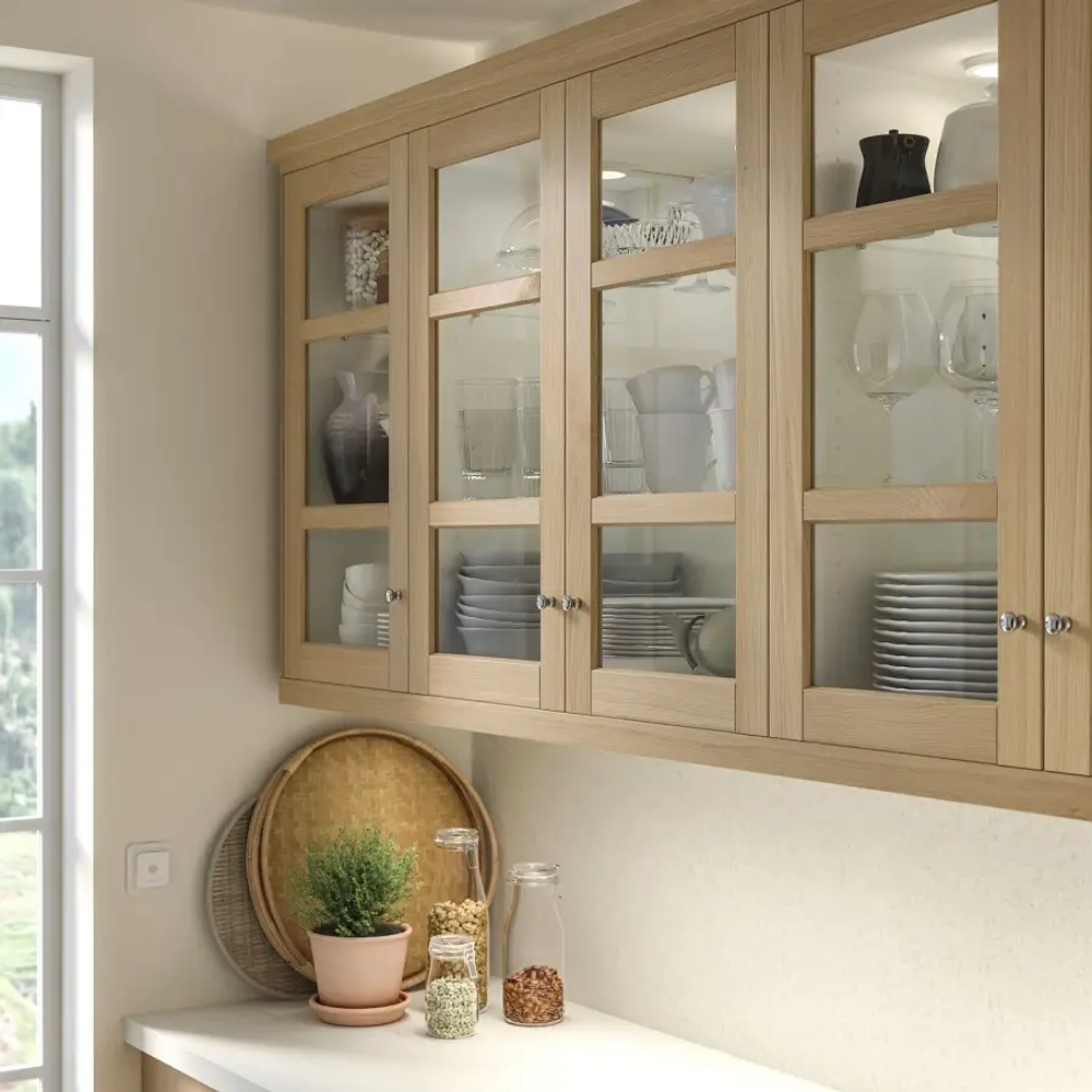 Стеклянная дверь - IKEA FORSBACKA/ФОРСБАКА ИКЕА, 80х30 см, светло-коричневый