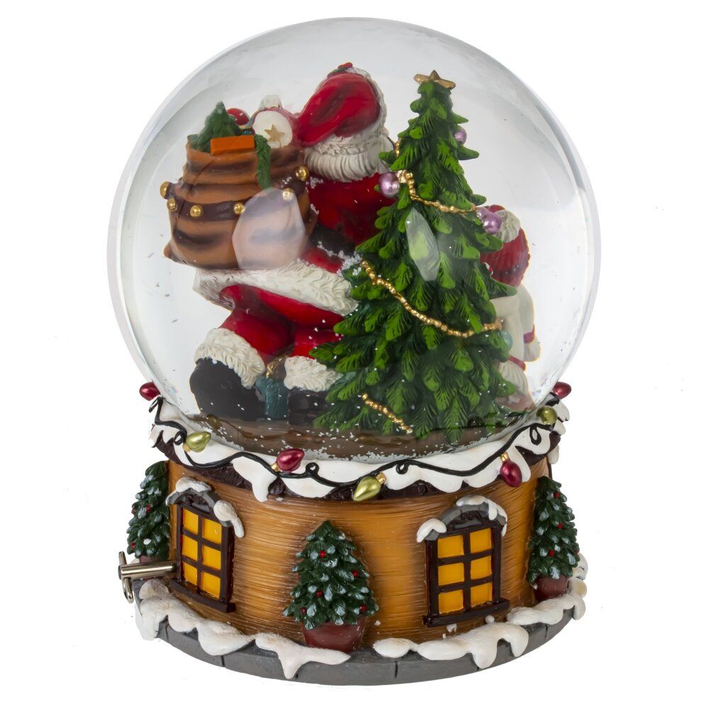 GAEM Фигурка декор в стекл шаре "Санта" (муз с ключ), D 15 см, L15 W15 H20,5 см