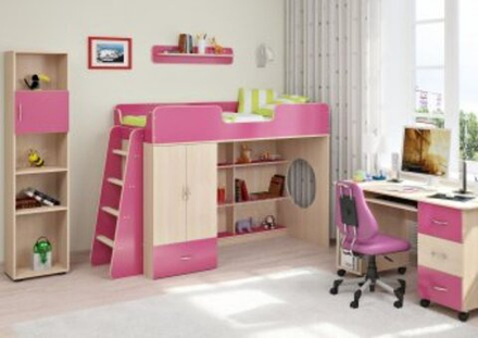 Детская стенка КарИВи Легенда 3  Дуб Молочный Розовый