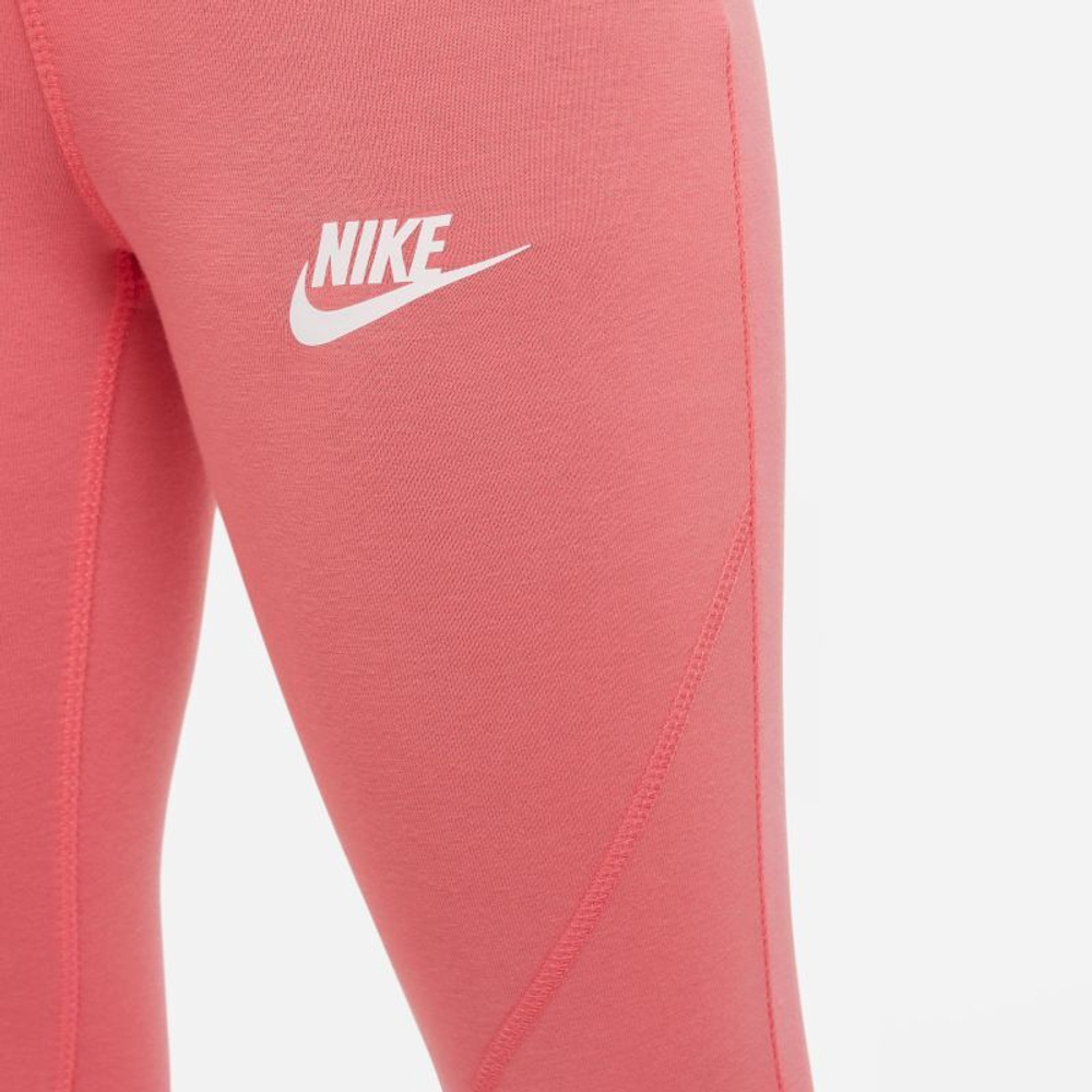 Брюки для девочки Nike Kids Sportswear Favorites High-Waist Leggings - sea coral/white - Orange