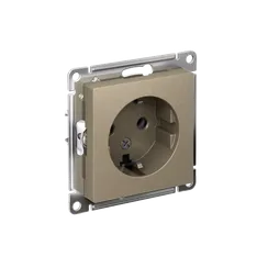 Розетка 1-м СП AtlasDesign 16А IP20 с заземл. механизм шампань SE ATN000543