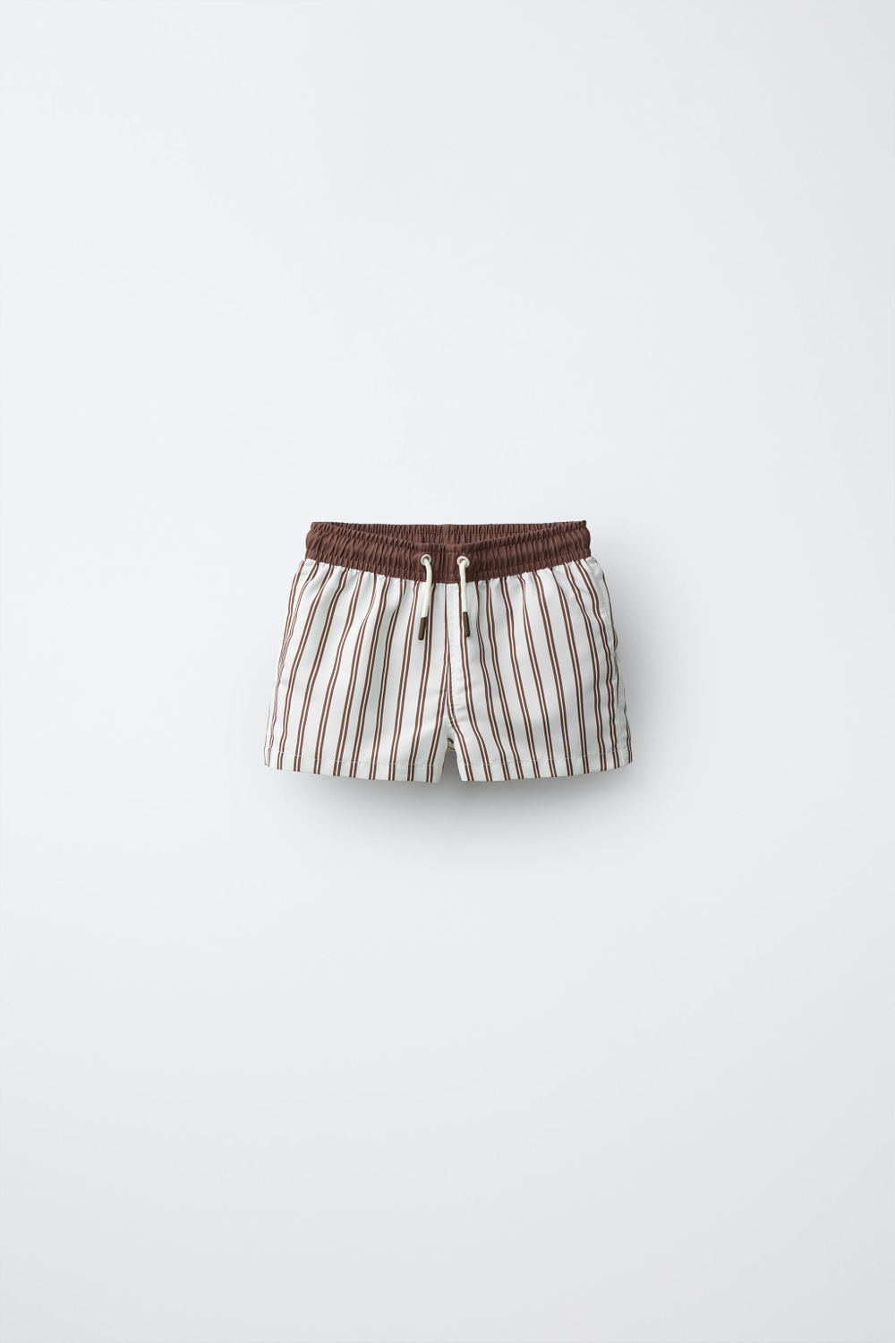 ZARA ПЛАВКИ В ПОЛОСКУ, КОРИЧНЕВЫЙ/ЭКРЮ