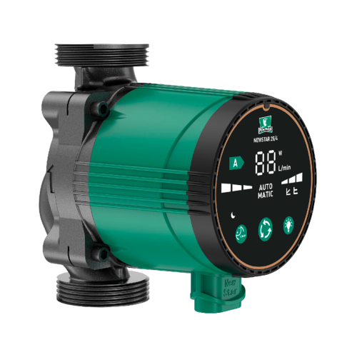 Насос PUMPMAN циркуляционный NEWSTAR25/6-130 (част.,автонастр.,3-35Вт,6м,55л/мин130мм,гайки и каб.)