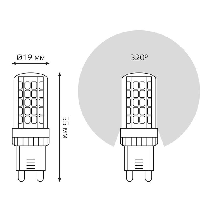 Лампа светодиодная Gauss G9 5,5W 4100К прозрачная 107009206