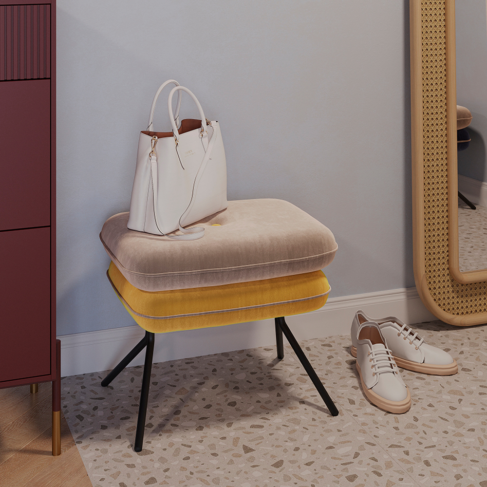 Пуф Bergenson Bjorn Pea, велюр, бежевый/желтый