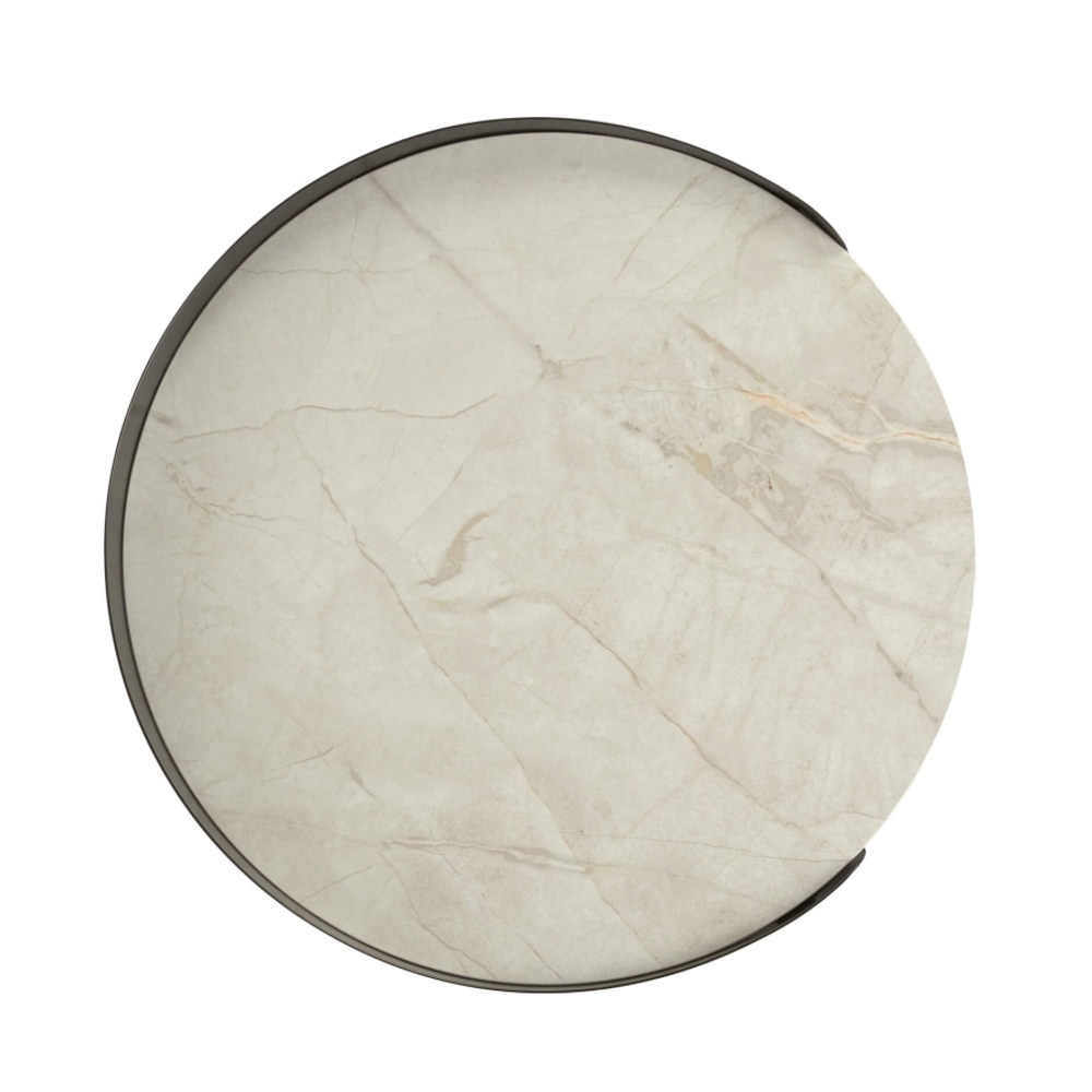 Кофейный столик Tray диаметр 40 керамика, черно-белый