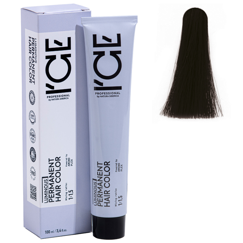 1.0 крем-краска ICE Permanent черный натуральный - 100 мл.