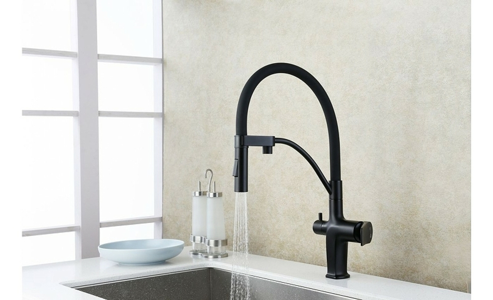 Смеситель для кухни Lemark Bronx LM3761BL Черный