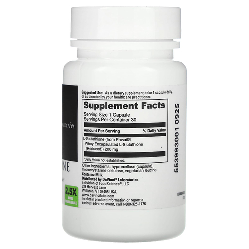 DaVinci Laboratories, Глутатион, 200 мг, 30 капсул