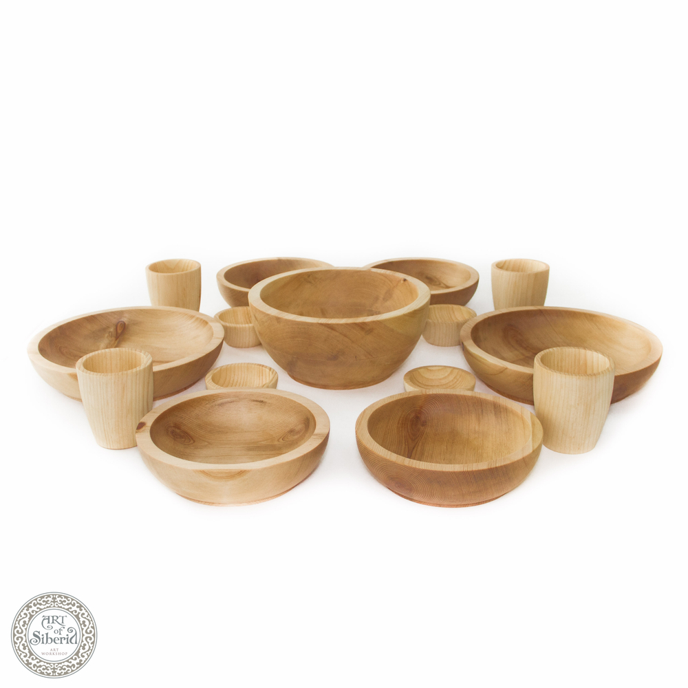 Семейный набор деревянной посуды Art of Siberia из древесины сибирского кедра TN25