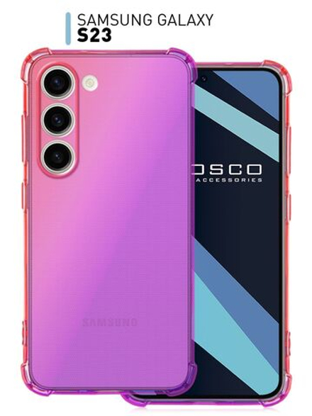 Чехол ROSCO для Samsung Galaxy S23 (арт.SS-S23-HARD-TPU-PINK-PURPLE )