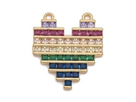 Коннектор-подвеска Сердце 20х23мм, со стразами