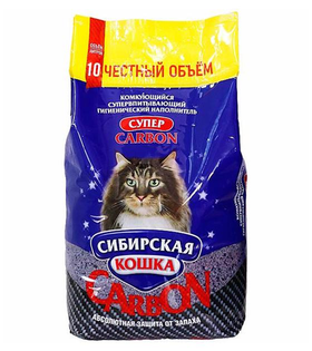 Сибирская Кошка Супер Carbon комкующийся 10кг.