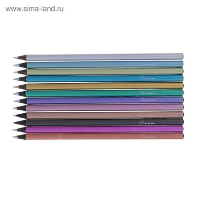Карандаши художественные цветные, ЗХК Сонет , Metallic, 12 цветов, металлик, для темной бумаги