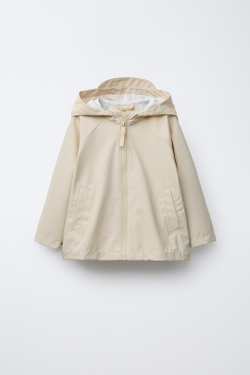 ZARA ЛЕГКИЙ ДОЖДЕВИК WATER REPELLENT, ЦВЕТ СЛИВОЧНОГО МАСЛА