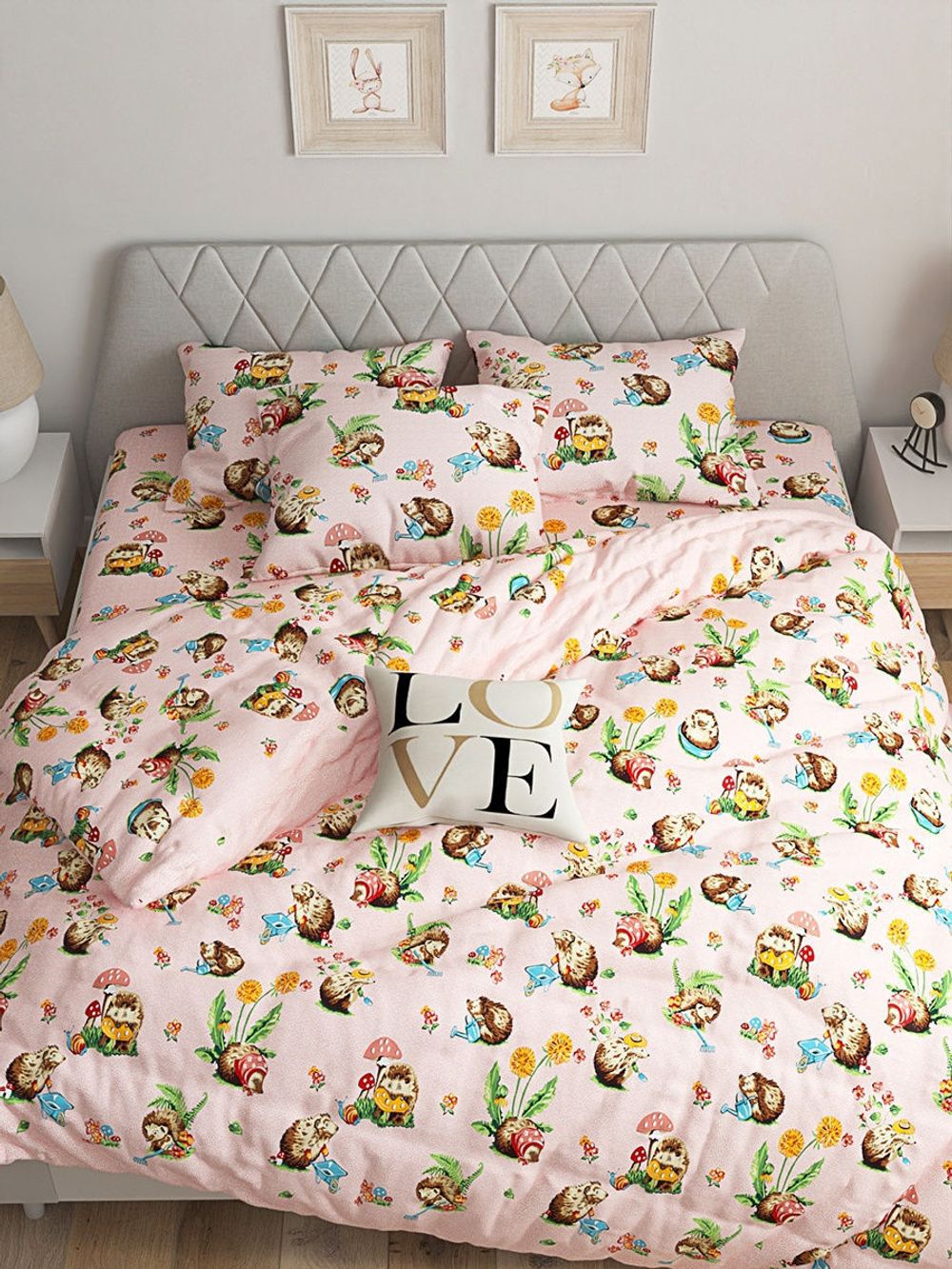 Наволочка 1шт поплин Milky Garden "Hedgehog" 50x70 см на молнии