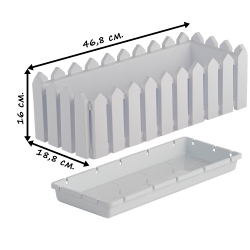 Кашпо "Лардо" прямоугольное 46,8х18,8х16 см. Цвет: Белый.