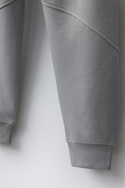 ZARA БРЮКИ ИЗ КОМБИНИРОВАННОГО ФУТЕРА И ПИКЕ, ЖЕМЧУЖНО-СЕРЫЙ