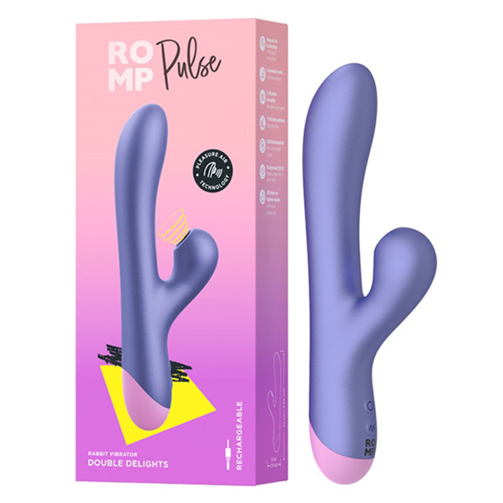 Фиолетовый вибратор-кролик 22см с бесконтактной клиторальной стимуляцией Romp Pulse Purple RPPU1SG4