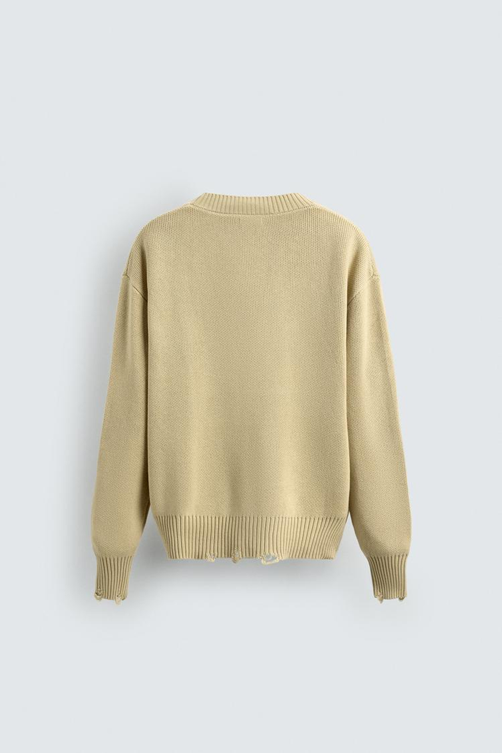 ZARA КАРДИГАН В РУБЧИК С ЭФФЕКТОМ ПОТЕРТОСТИ, ВАНИЛЬНЫЙ