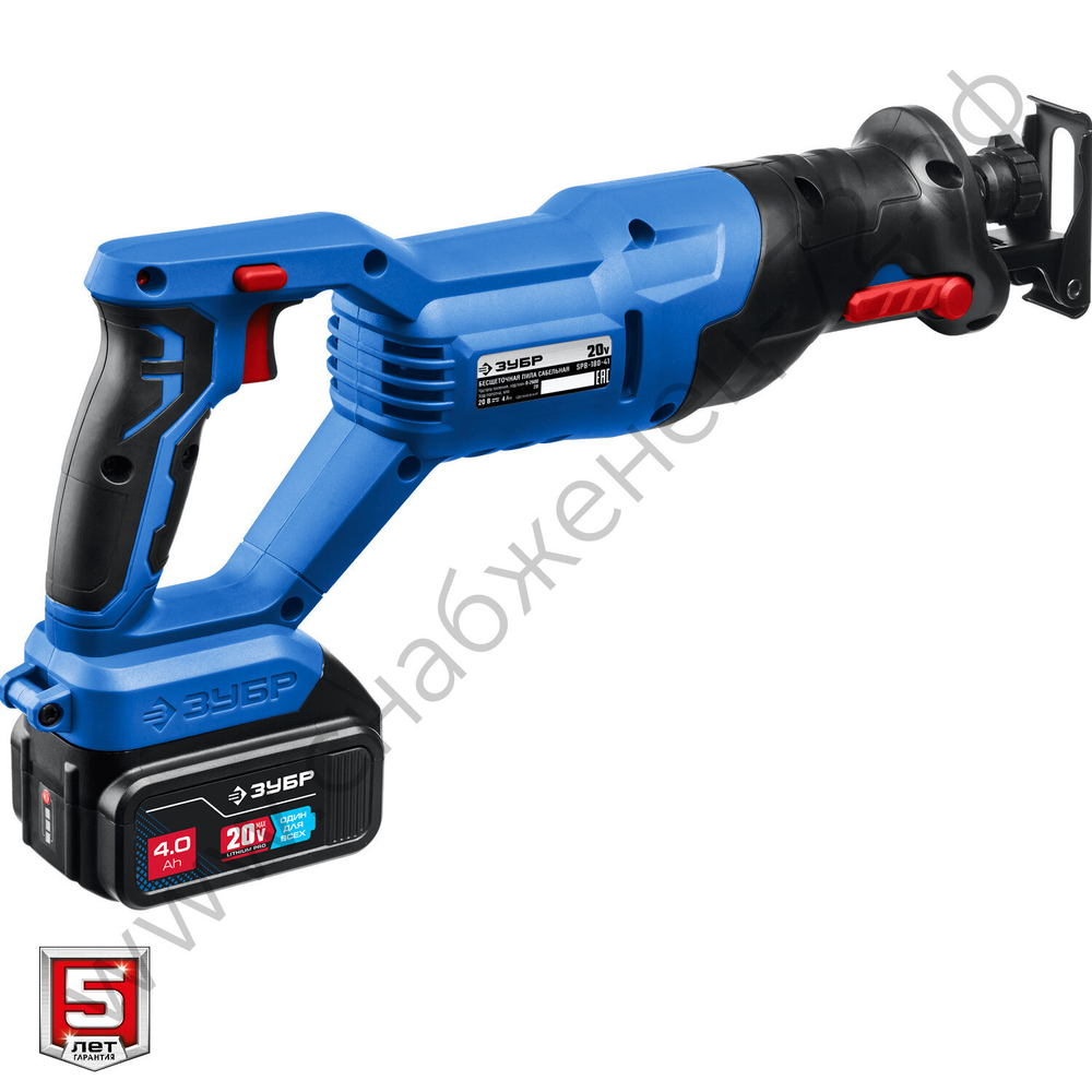 ЗУБР Т7, 20 В, 180 мм, 1 АКБ (4 А·ч), бесщеточная пила сабельная, Профессионал (SPB-180-41)