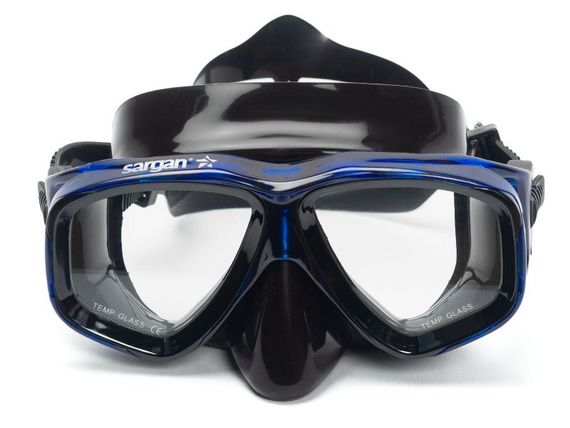 Маска Sargan Дельта Черный силикон Синяя рамка