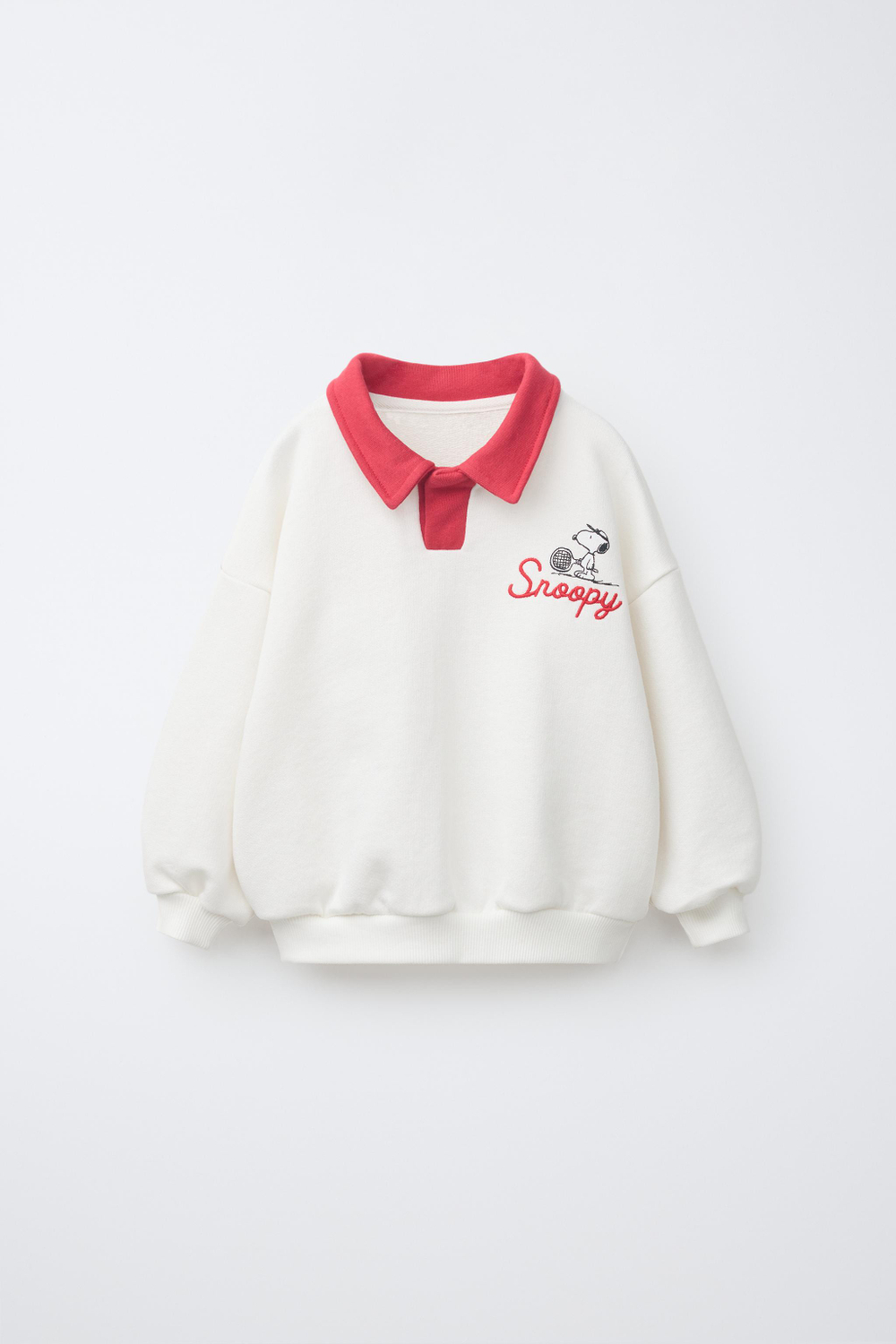 ZARA ТОЛСТОВКА-ПОЛО С ВЫШИВКОЙ SNOOPY PEANUTS™, ЭКРЮ
