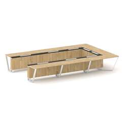 Steel Meet Стол переговорный П-образный KMK-PR.B.SP-15P Тиквуд Светлый/Графит Глянец/Металл Белый 48