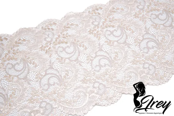 03-158 Кружево эластичное 19 см, кофе с молоком 030/айвори 004