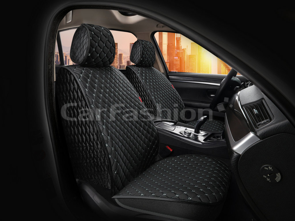 Накидки сидений Перед CarFashion (2шт) -Фронт «SULTAN FRONT» 26196 -Велюр черный/черный/серый