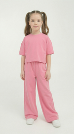 Костюм футболка с брюками палаццо "Розовый" 7+