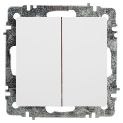 Переключатель Intro Accent 6-107-01 двойной, 10А-250В, IP20, СУ, AL/CU, белый | Intro