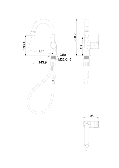 Смеситель для раковины с выдвижным изливом WONZON & WOGHAND, Белый матовый (WW-FE01L212-MW)