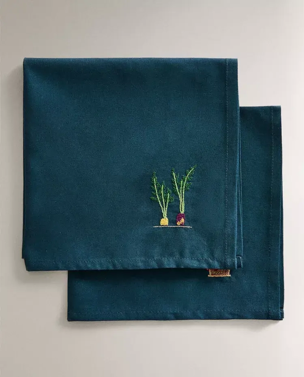 ZARA HOME ХЛОПКОВАЯ САЛФЕТКА С ВЫШИВКОЙ (НАБОР ИЗ 2 ШТ.), СИНИЙ