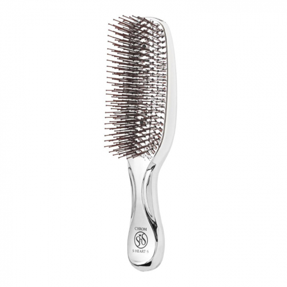 Расчёска Scalp Brush Chromе, серебро, удлиненная, антистатическая из Японии