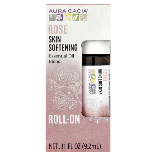 Aura Cacia, смесь эфирных масел, шариковый для смягчения кожи, роза, 9,2 мл (0,31 жидк. унции)