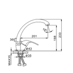 Смеситель для кухни 40к F4102-2 FRAP (выс.пов.излив, п/гайку, хром, силумин)