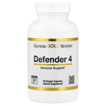 California Gold Nutrition, Defender 4, добавка с витаминами C и D, цинком и селеном, 60 вегетарианских капсул