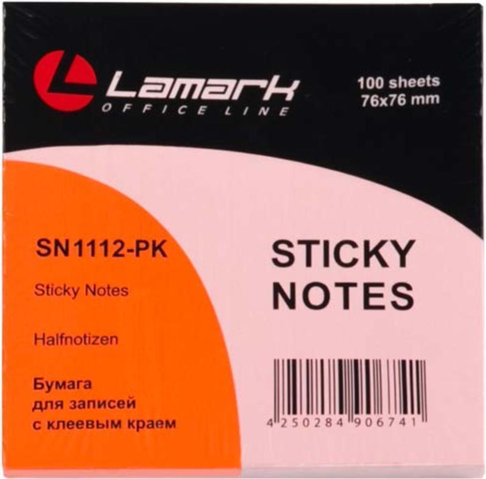 Бумага самокл. 76*76 100л.розовая пастель (Lamark)