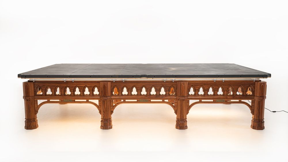 Бильярдный стол для снукера RASSON "Gothic Dynasty" 12 футов (плита 50 мм в комплекте с аксессуарами) с системой подогрева плит и подсветкой