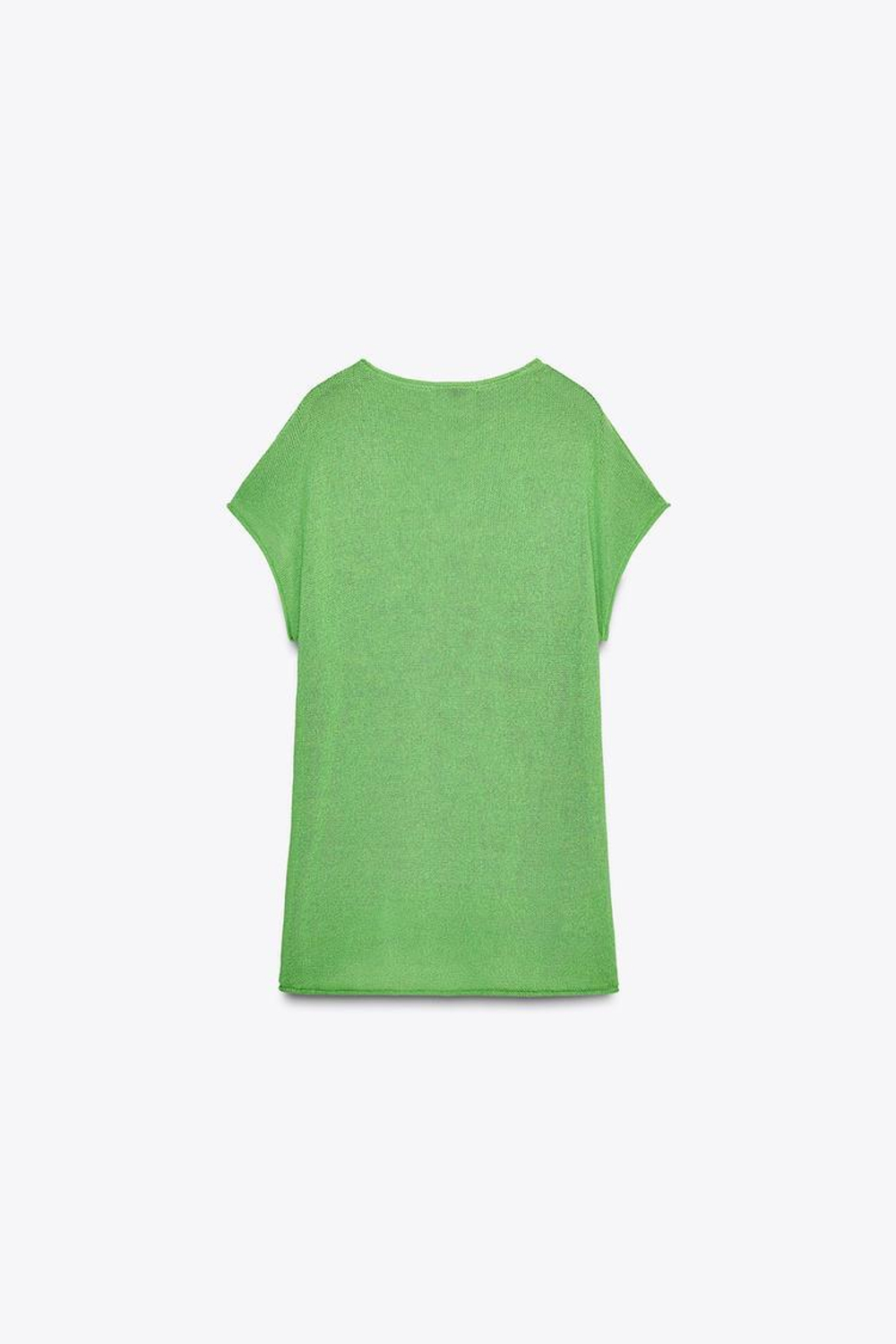 ZARA ТРИКОТАЖНЫЙ ТОП С ШИРОКИМИ РУКАВАМИ, ЗЕЛЕНЫЙ