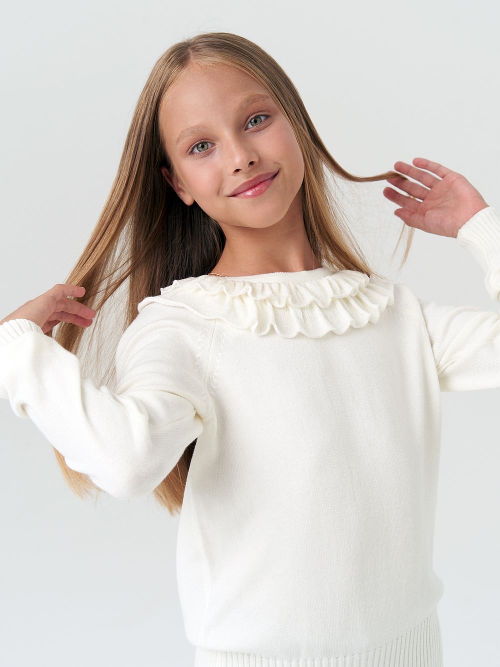 Джемпер школьный для девочки AT997  молочный