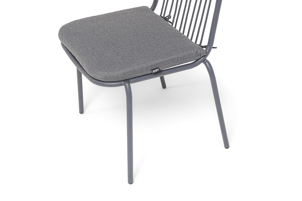 "Кастелло" стул плетеный из роупа, каркас из стали темно-серый (RAL7024) муар, ткань темно-серая 027