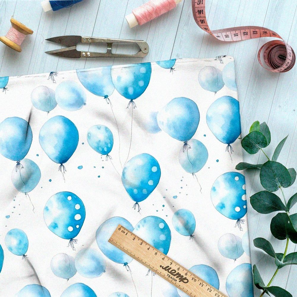 Ткань премиум мембрана голубые воздушные шары